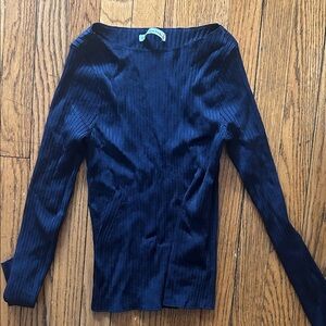 Abercrombie & Fitch Navy Ribbed Long Sleeve Top